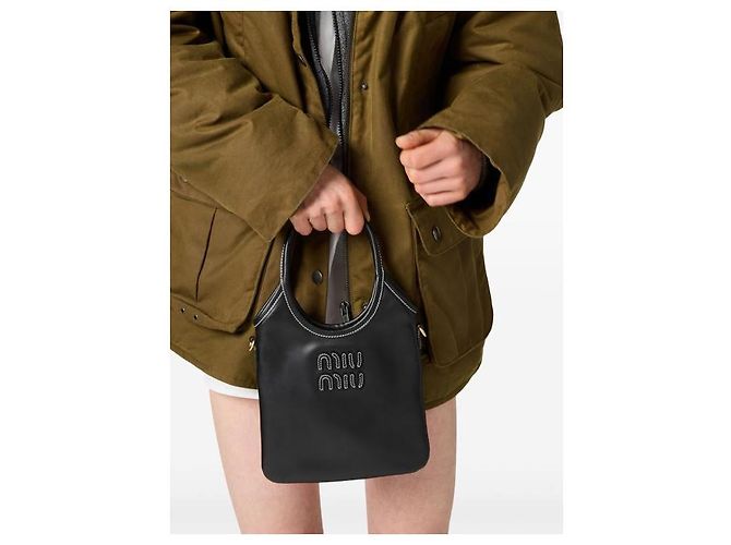 Miu Miu Borsa a mano mini in pelle nera - vista 6