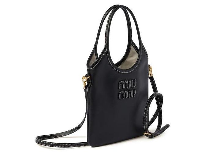 Miu Miu Borsa a mano mini in pelle nera - vista 8