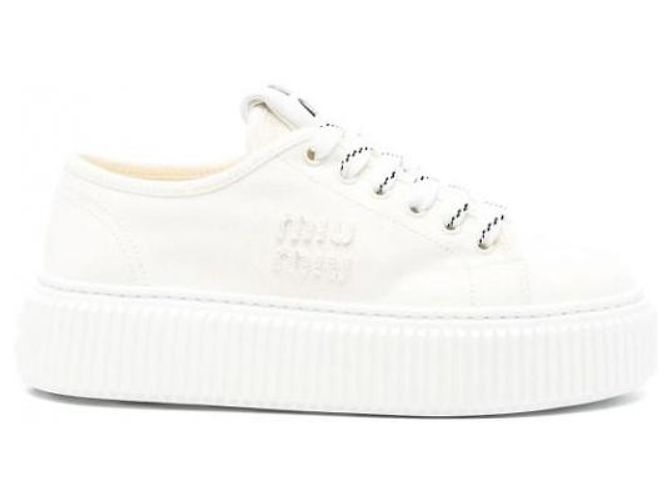 Miu Miu Sneakers in denim con logo - vista 4