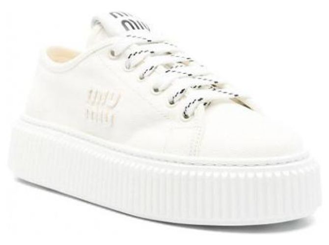 Miu Miu Sneakers in denim con logo - vista 5