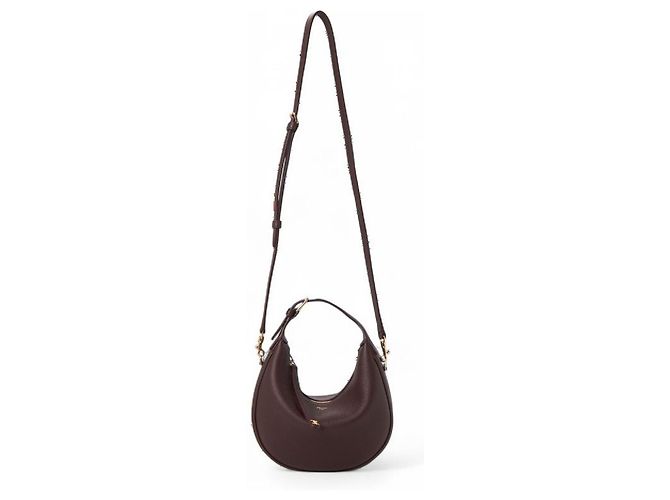 Sac à épaule Céline en cuir marron foncé - vue 7