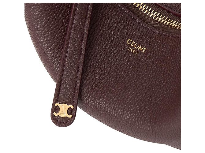 Sac à épaule Céline en cuir marron foncé - vue 8