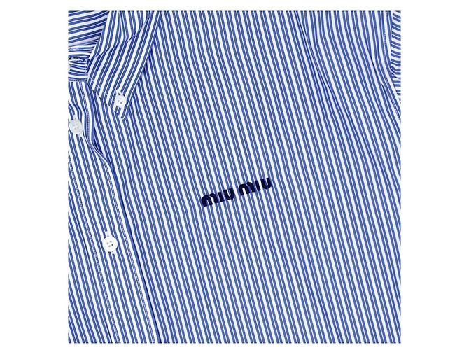 Miu Miu Camicia cropped a righe in popeline da donna - vista 6