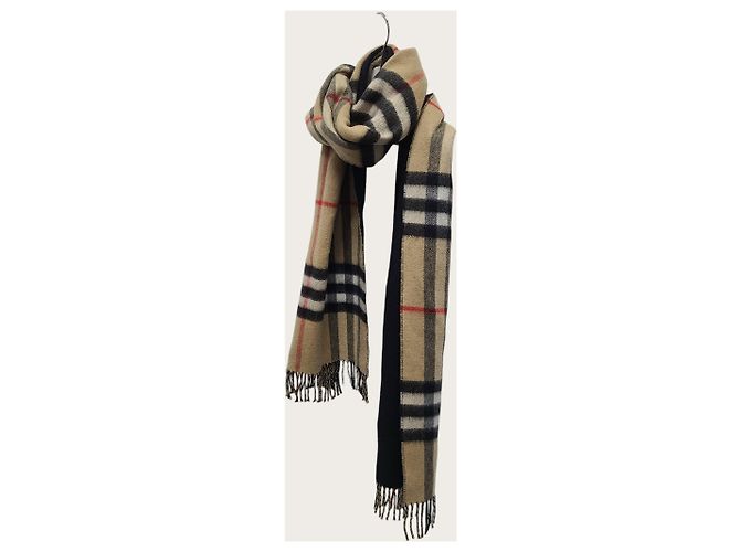 Burberry Sciarpa reversibile in cashmere a quadri vintage nera - vista 2
