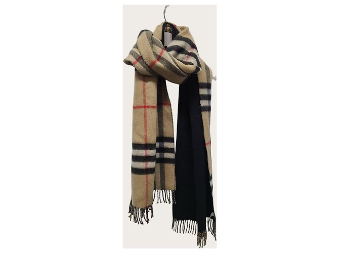 Burberry Sciarpa reversibile in cashmere a quadri vintage nera - vista 3
