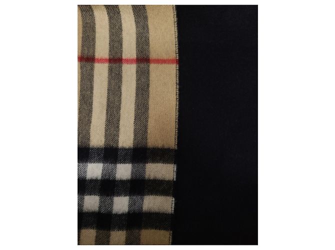 Burberry Sciarpa reversibile in cashmere a quadri vintage nera - vista 4