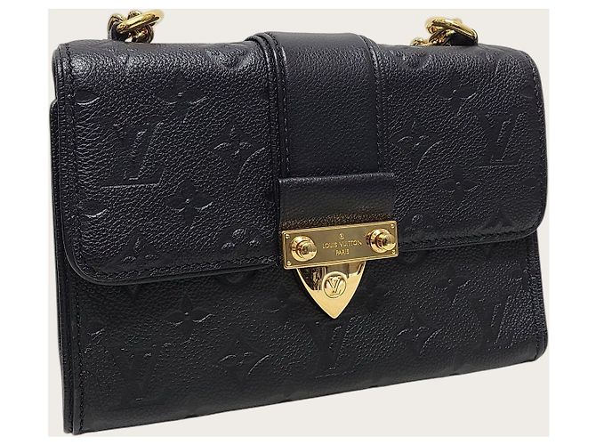 Louis Vuitton Borsa a spalla con catena Saint Sulpice BB Monogram Empreinte Nero - vista 3