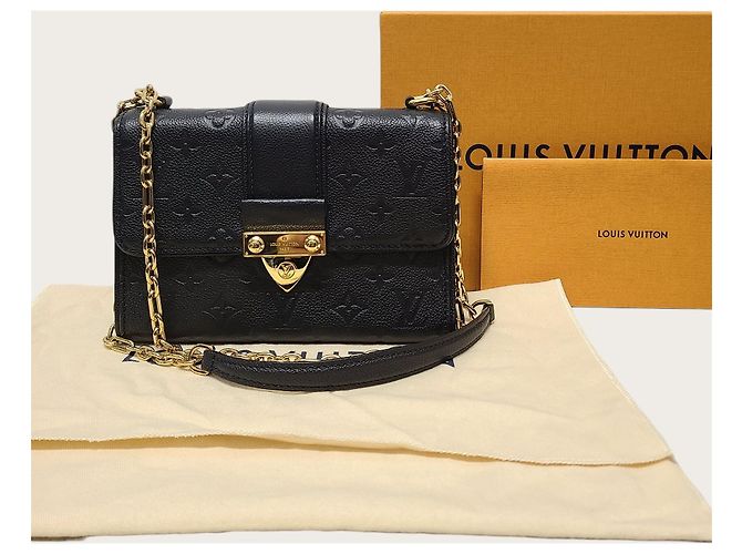 Louis Vuitton Borsa a spalla con catena Saint Sulpice BB Monogram Empreinte Nero - vista 7