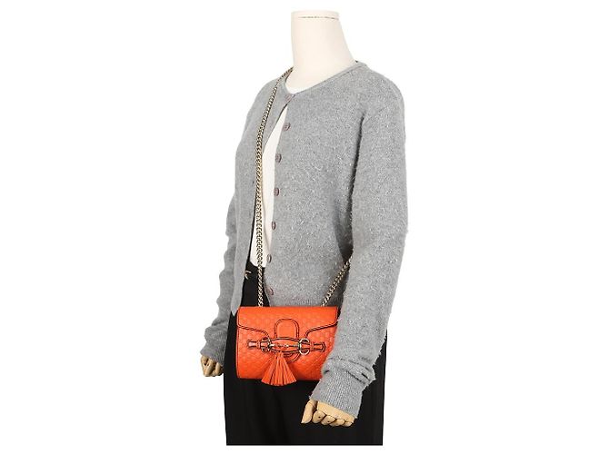 Gucci Borsa a tracolla Emily in pelle Micro Shima Orange - vista 10
