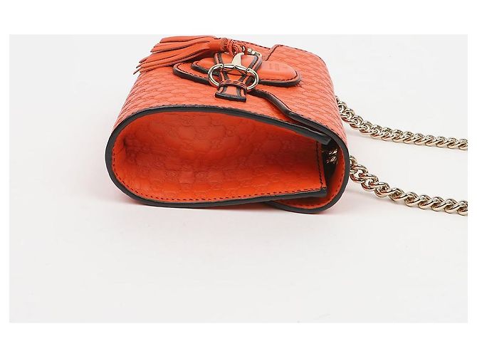 Gucci Borsa a tracolla Emily in pelle Micro Shima Orange - vista 5