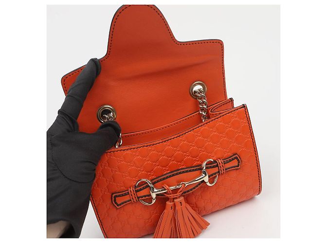 Gucci Borsa a tracolla Emily in pelle Micro Shima Orange - vista 7