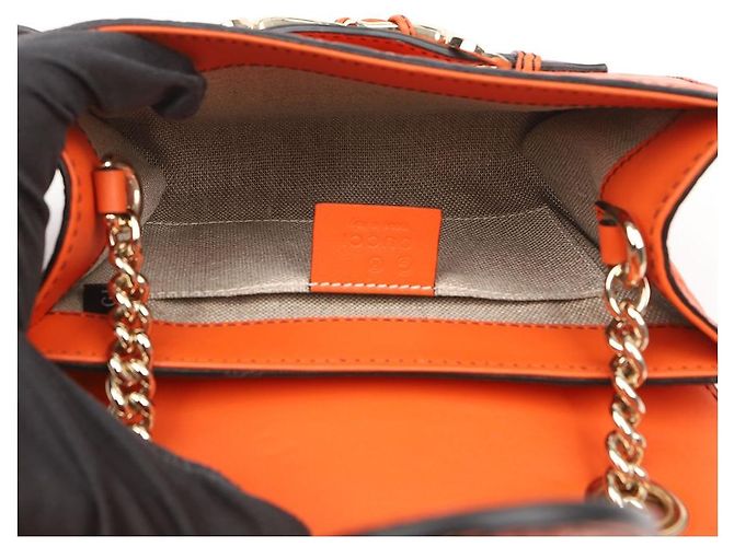 Gucci Borsa a tracolla Emily in pelle Micro Shima Orange - vista 8