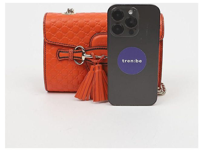 Gucci Borsa a tracolla Emily in pelle Micro Shima Orange - vista 9