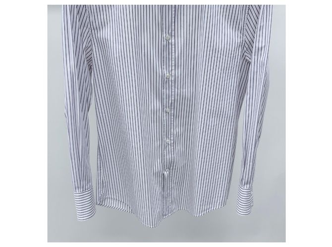 Brunello Cucinelli Camicia a maniche lunghe in cotone a righe - vista 3