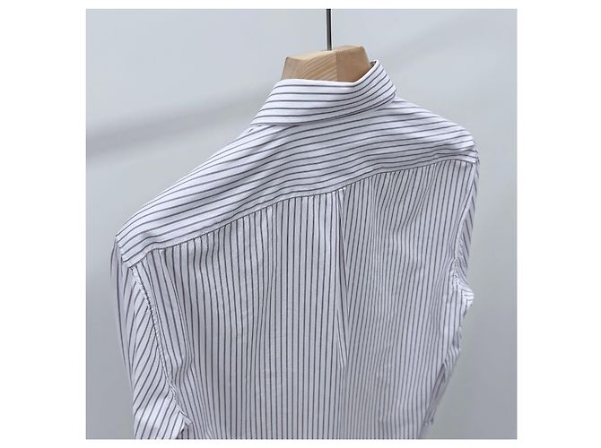 Brunello Cucinelli Camicia a maniche lunghe in cotone a righe - vista 5