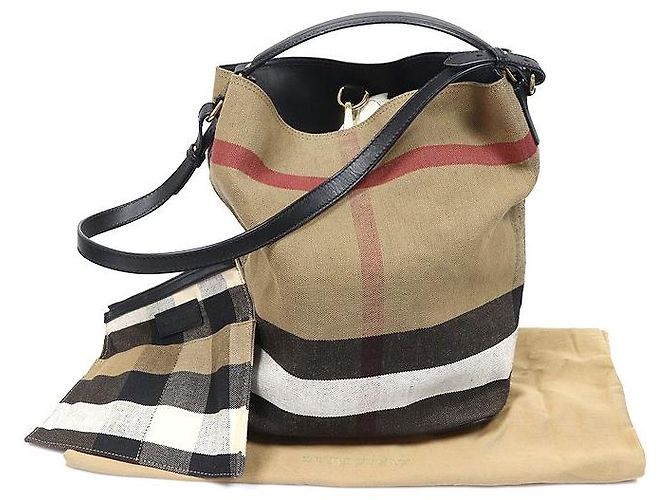 Burberry Borsa Hobo Ashby Medium in pelle nera a quadri - vista 2