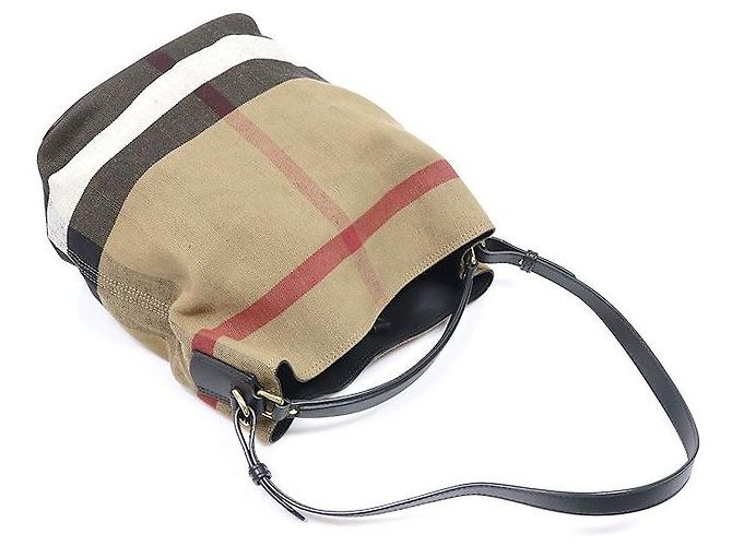 Burberry Borsa Hobo Ashby Medium in pelle nera a quadri - vista 4