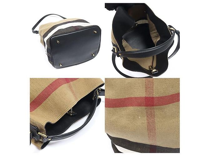 Burberry Borsa Hobo Ashby Medium in pelle nera a quadri - vista 5