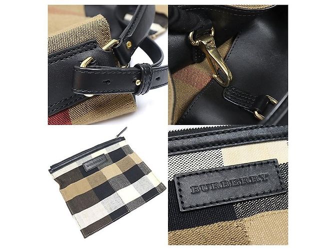 Burberry Borsa Hobo Ashby Medium in pelle nera a quadri - vista 7