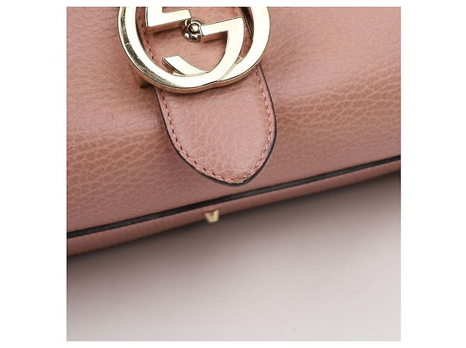 Gucci Borsa a tracolla e mano in pelle rosa con catena GG Interlocking - vista 11