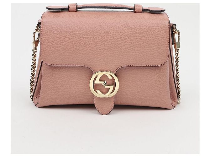 Gucci Borsa a tracolla e mano in pelle rosa con catena GG Interlocking - vista 2