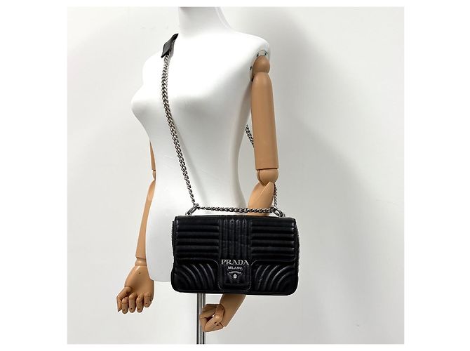 Prada Borsa a Spalla Diagram Chain Nera - vista 3