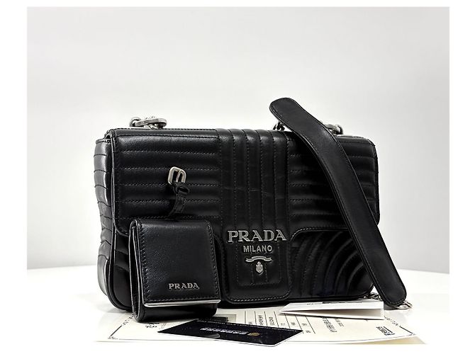 Prada Borsa a Spalla Diagram Chain Nera - vista 5