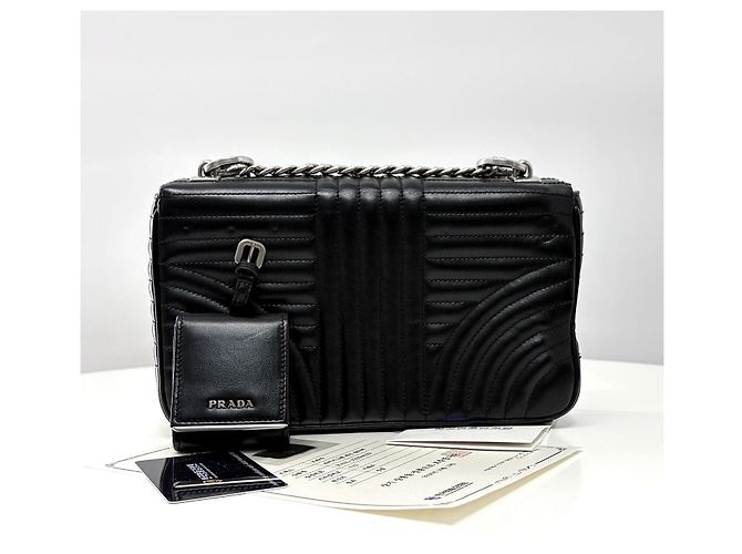 Prada Borsa a Spalla Diagram Chain Nera - vista 6