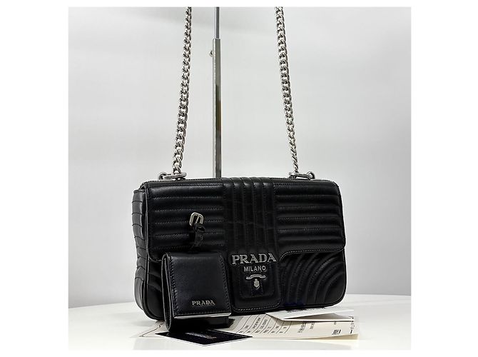 Prada Borsa a Spalla Diagram Chain Nera - vista 7