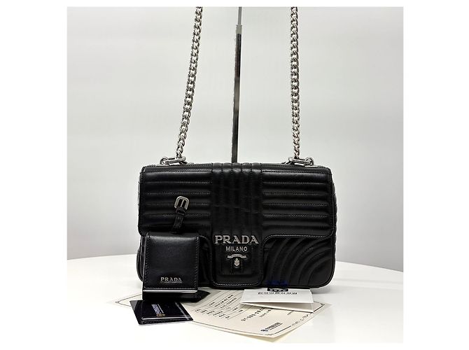 Prada Borsa a Spalla Diagram Chain Nera - vista 9