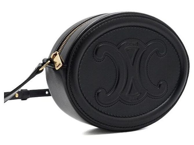 Céline Borsa a tracolla e borsa a spalla Tan Qui Triomphe Ovalpulse in pelle di vitello nera - vista 3