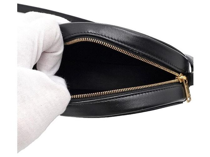 Céline Borsa a tracolla e borsa a spalla Tan Qui Triomphe Ovalpulse in pelle di vitello nera - vista 5