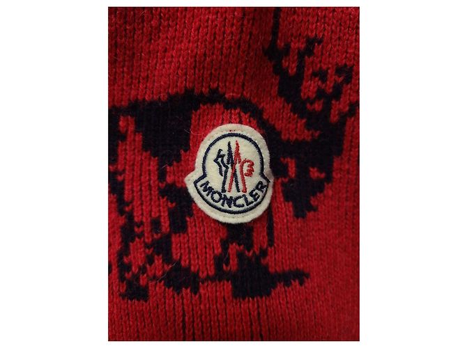 Moncler Strickpullover mit Rundhalsausschnitt im Ski-Alpin-Muster und rotem Logo - Ansicht 3