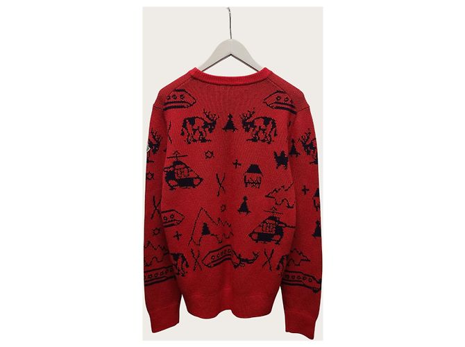 Moncler Strickpullover mit Rundhalsausschnitt im Ski-Alpin-Muster und rotem Logo - Ansicht 4