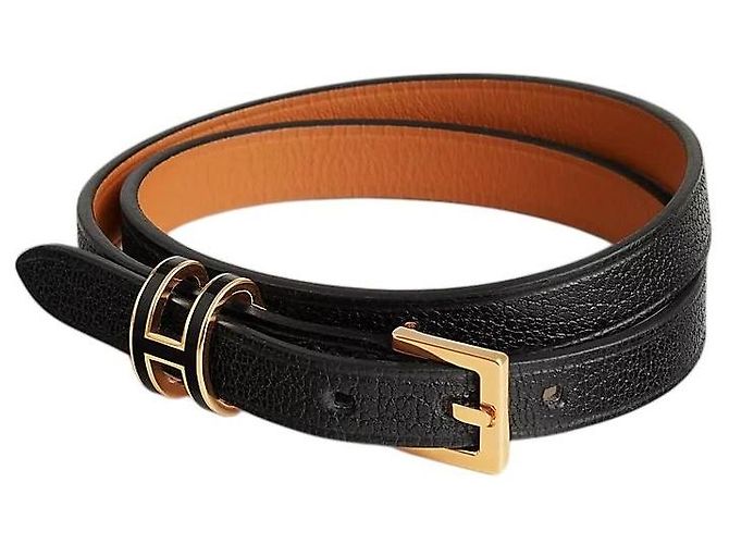 Hermès Bracciale Double Tour da Donna in Pelle Noir - vista 2
