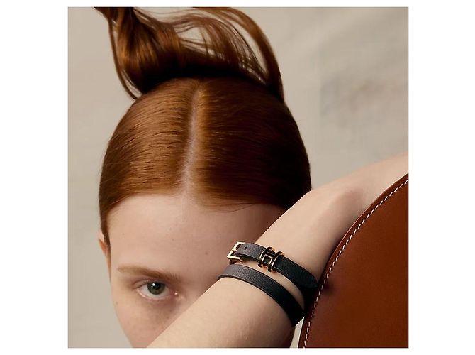 Hermès Bracciale Double Tour da Donna in Pelle Noir - vista 3
