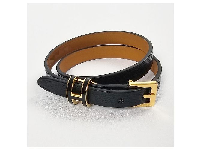 Hermès Bracciale Double Tour da Donna in Pelle Noir - vista 4