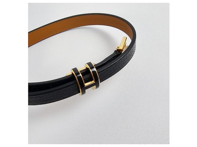 Hermès Bracciale Double Tour da Donna in Pelle Noir - vista 5