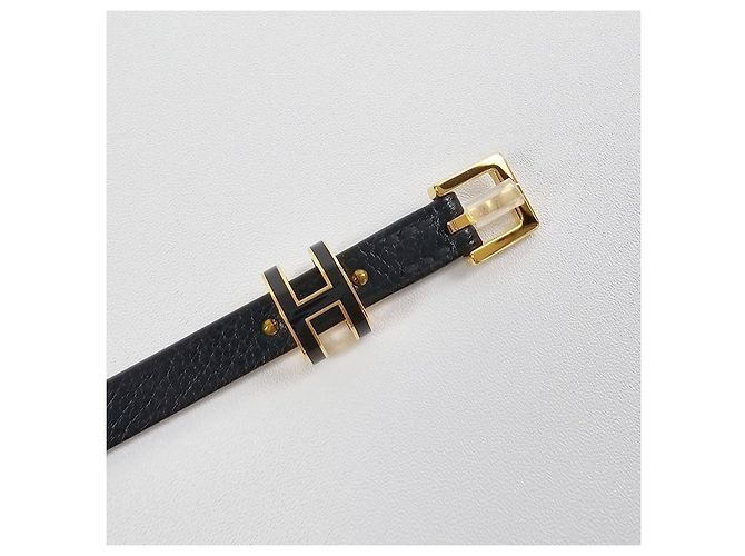 Hermès Bracciale Double Tour da Donna in Pelle Noir - vista 6
