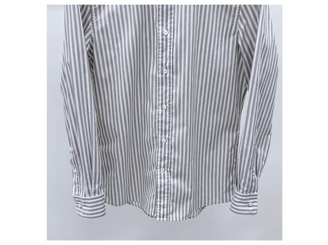 Brunello Cucinelli Camicia a maniche lunghe in cotone a righe - vista 3