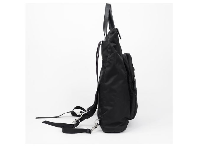 Prada Borsa Tote in Nylon e Pelle Saffiano Nera - vista 10