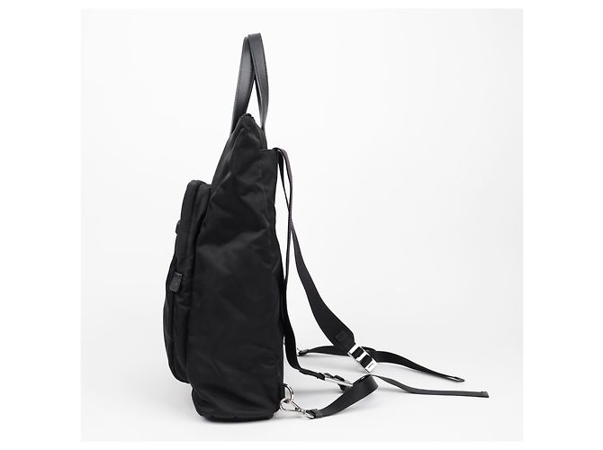 Prada Borsa Tote in Nylon e Pelle Saffiano Nera - vista 11