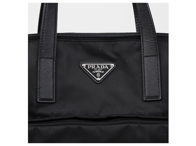 Prada Borsa Tote in Nylon e Pelle Saffiano Nera - vista 2