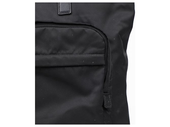 Prada Borsa Tote in Nylon e Pelle Saffiano Nera - vista 4