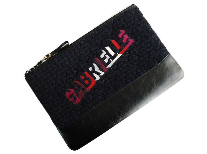 Clutch Chanel Gabriel in tweed blu - vista 2