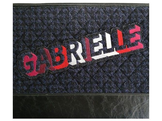 Clutch Chanel Gabriel in tweed blu - vista 5