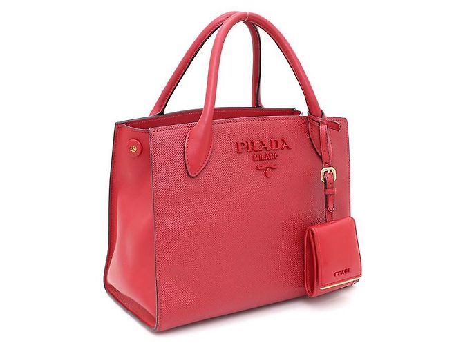 Prada Borsa Tote e borsa a tracolla monocromatica in Saffiano rossa - vista 2