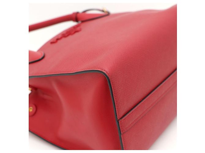 Prada Borsa Tote e borsa a tracolla monocromatica in Saffiano rossa - vista 6