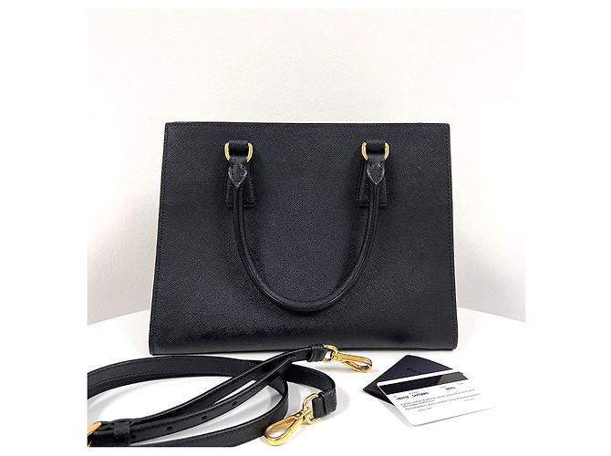Prada Borsa Tote Saffiano Borsa a Tracolla Nera - vista 4