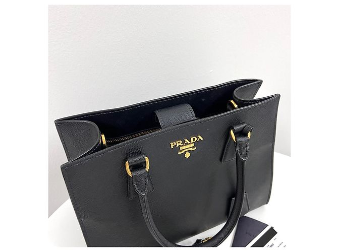 Prada Borsa Tote Saffiano Borsa a Tracolla Nera - vista 5